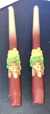 Thanksgiving Corn Autumn Harvest 10" Taper Candles Pair with Box 1983 Avon - Image 1 of 4