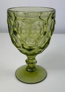 Vintage Imperial Glas Provinz Avocado Grün Daumenabdruck Wasserkelch - Bild 1 von 10