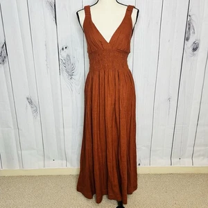 NEW Abercrombie & Fitch Scrunchie Strap Linen Blend Maxi Dress Sz. S - Picture 1 of 13