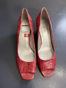 BANDOLINO 10 Red Open Toe Heel Wedge Sexy NWT - Picture 1 of 5