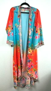 Ranees Kimono Staubtuch Einheitsgröße bunt Artys lang transparent vorne offen Strand Resort - Bild 1 von 10