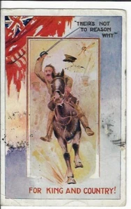 1916 WWI English Patriotic Postcard "For King and Country" Soldier on Horseback - Picture 1 of 2