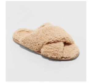 Women's Paris Crossband Fur Slippers Camel/Paris - Stars Above - SIZE L (9/10) - Picture 1 of 5