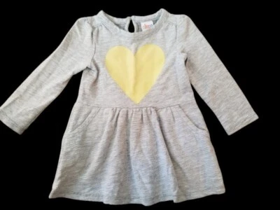 ~ CIRCO Gray Sparkly Heart Long Sleeved Dress Girls Size 2T Pockets - Image 1 of 2