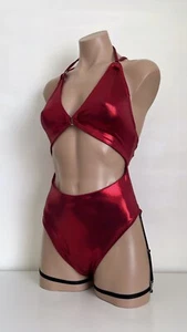 Schminke👙 ring monokini high waist pole dance wear hologram bodysuit wet look - Bild 1 von 57