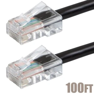 100FT CAT5E Ethernet LAN Network Patch Cable Cord RJ45 UTP COPPER 24AWG Black - Picture 1 of 1