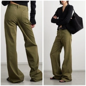 Neu ohne Etikett Nili Lotan Quentin Baumwoll-Twill Hose weites Bein - Armeegrün Größe 8 - Bild 1 von 6