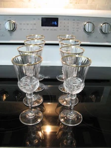 Royal Crystal Rock gold rim 7.5" Tall Wine Glasses set of 8 - Picture 1 of 2