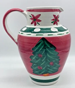 Pier 1 Imports Italian Christmas Tree Beverage Refreshment Ceramic Pitcher - Picture 1 of 8