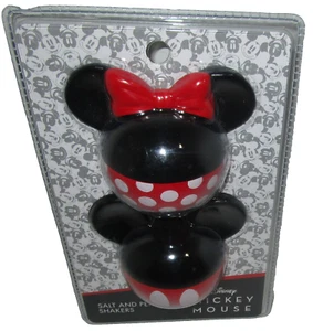DISNEY MICKEY & MINNIE Salt Pepper Shakers / Head Balls 4" X 3" X 3 1/4" - Imagen 1 de 1