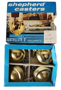 Juego de 4 Ruedas Pastor Satélite 2" Alfombras Latón Brillante De Colección Nos - Imagen 1 de 4