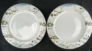 David Carter Brown Holiday Christmas Valley For Sakura Dinner Plates Set of 2 - Picture 1 of 9