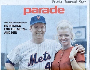 Tom and Nancy Seaver--Peoria Journal Star Sunday Color Spread 1969 FULL MAGAZINE - Picture 1 of 2