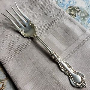 SIMPSON HALL & MILLER WARWICK 1898 Sterling Silver 6.25" Cold Meat Fork NO MONO - Picture 1 of 6
