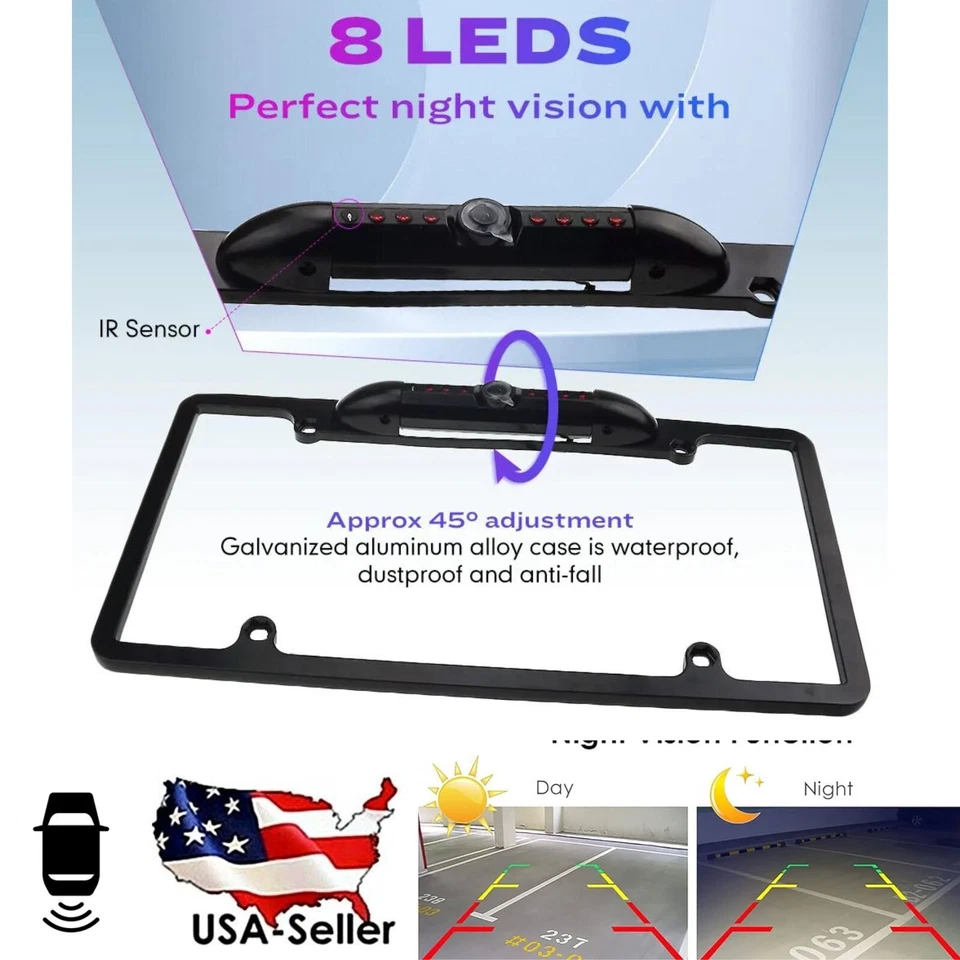 New Backup Camera Rearview License Plate Frame Waterproof for Jensen CDR7011 Car - Image 1 of 4