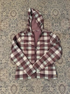 Burton Ski Snowboard Womens Hoodie Plaid Checkered Zip Pockets Fleece Size L - Picture 1 of 5