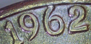 1962 D Jefferson Nickel Bar Error 6 of Date Matches VV 1962-D BAR-004a, Bar 6 - Picture 1 of 6