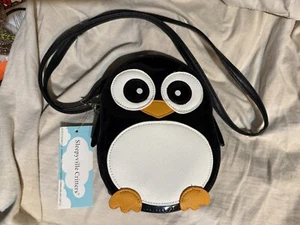 Sleepyville Critters Penguin Crossbody Purse Black/white EX COND NWT - Picture 1 of 3