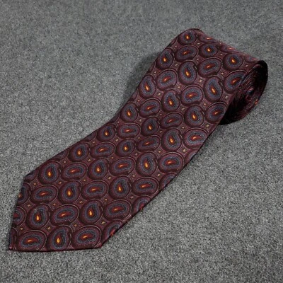 Corbata Ermenegildo Zegna Paisley Roja Azul 100% Seda 3.75" Hecha en Italia 59" Foto 1 de 4