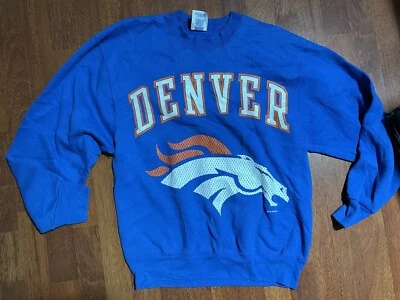 "Pulóver de colección de los Denver Broncos Pro Player de los 90 cuello redondo mediano 20""x26""" Foto 1 de 4