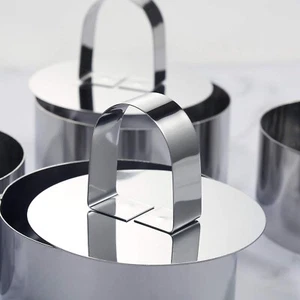 Cortador de galletas redondo de 3 piezas con empujador anillo de pastelería de acero inoxidable de 3,15" - NUEVO - Imagen 1 de 5