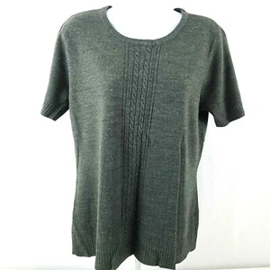 Covington Womens Size Large Pull Over Sweater Short Sleeve Grey Acrylic - Picture 1 of 9