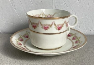 Royal Albert Crown China Demitasse Teacup Saucer Set England Pink gold - Picture 1 of 5