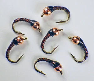 Zebra Midge Tungsten Nymphs Root Beer - Premium Trout Fly Fishing Flies - Picture 1 of 24
