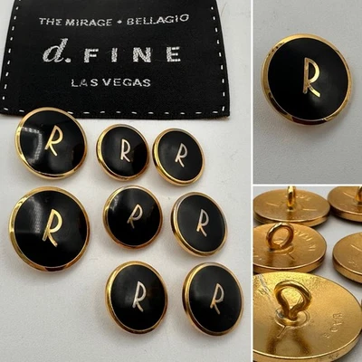 MONOGRAM “R” INITIAL BLAZER BUTTONS BLACK GOLD BELLAGIO D.FINE VINTAGE ITALIAN - Image 1 of 4