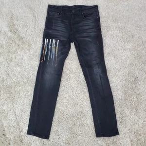 Jeans uomo Amiri nero vernice a goccia taglia 34 - Foto 1 di 8