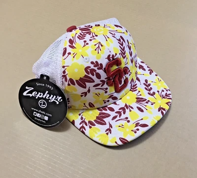 Zephyr USC Trojans Adjustable Trucker Yellow Red Floral Print Zephyr Hat NWT - Image 1 of 4