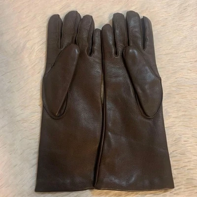 Guantes Coach de cuero de oveja y cachemir marrón S M Foto 1 de 4