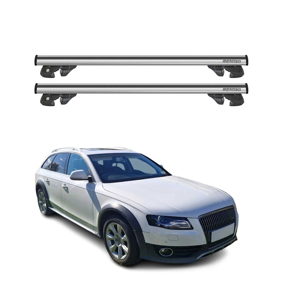 Barras transversales de techo de aluminio para Audi A4 Allroad 2006-2016 gris 2 piezas Foto 1 de 4