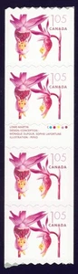 Canada sc#2130i Pink Fairy Slipper, Strip of 4 with Gutter, Mint-NH - Picture 1 of 2