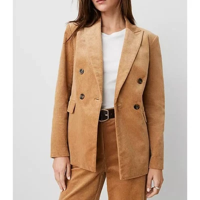 Nuevo sin etiquetas Chaqueta Blazer Traje Ann Taylor Pana Pico Solapa Foto 1 de 4