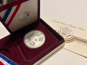 1984 S PROOF Olympic US Mint Commemorative 90% Silver Dollar Coin LOS ANGELES - Picture 1 of 1