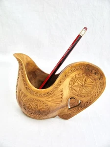 Olive wood jug Elaborate carving 5.5 inches from back to front - Picture 1 of 1