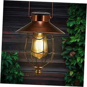 Solar Lanterns Outdoor Hanging Metal Vintage Lantern Warm White Solar Copper - Picture 1 of 7