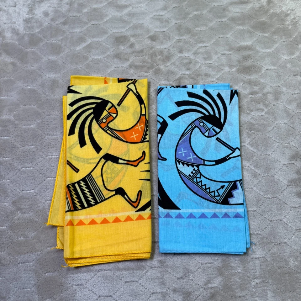 VTG Lot of 2 Hav-A-Hank Native American Tribal Kokopelli Bandanas Never Used - Image 1 of 4