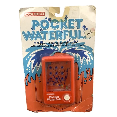 De colección Coleco Pocket Waterfuls Juego Portátil Bolsillos Estilo Cardado 1988 Años 80 Foto 1 de 4