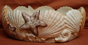 VINTAGE bisque porcelain candy dish bowl painted sea shells. Tag 251f - Picture 1 of 13