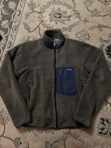 Vintage 90s Patagonia PEF Deep Pile Jacket Gray Fleece Retro-X USA Made Teal Med