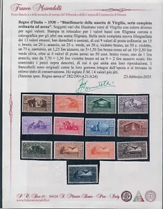 1930 ITALIA VIRGILIO SERIE COMPLETA MNH INTEGRA CERTIFICATO - 1757 - Foto 1 di 3