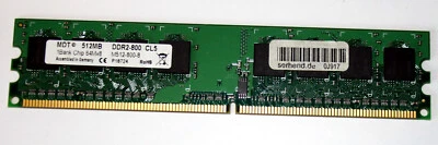 512 MB DDR2-RAM 240-pin PC2-6400U non-ECC CL5   'MDT M512-800-8' - Image 1 of 2