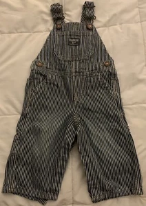OshKosh Overalls VTG 80s Style 9 Month Vestbak Blue Railroad stripe Conductor - Picture 1 of 8