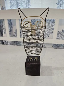 Global Views Metal Wire Owl Sculpture With Wooden Base 11" - Picture 1 of 7