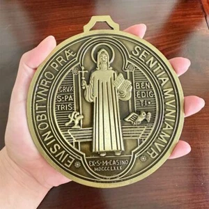 Zinc Alloy Saint Benedict Round Prize Extra Large Benedict Cross Medal - Picture 1 of 13