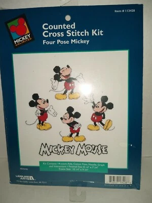Mickey Mouse Counted Cross Stitch Kit Four Pose Mickey Leisure Arts 113428 (u) - Image 1 of 3