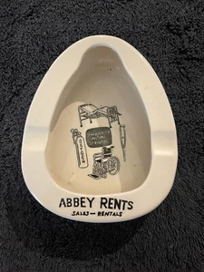Vintage BED PAN SHAPED Porcelain ASHTRAY Abbey Rents Medical Equip JAPAN Kitschy - Picture 1 of 6