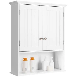 Costway Wall Mount Bathroom Cabinet Storage Organizer Medicine Cabinet White - Picture 1 of 12
